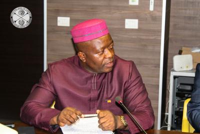 Minister of Finance and Development Planning, Hon. Ngafuan attended the reading of the MPC Communique for the first time in the Board Room of the CBL 