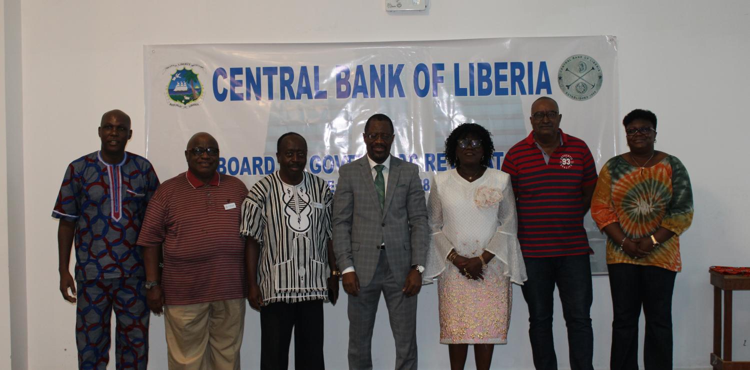EG Tarlue (middle) flanked by CBL Board members and DGs. Photo Credit: CBL