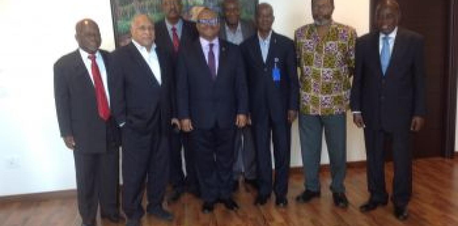 L-R (front row) Ignatius Clay; Elie E. Saleeby; Gov. Weeks; Sumo Kupee; Charles Bright; Raleigh Seekie - Back row, James B. Dennis & Sandei Cooper
