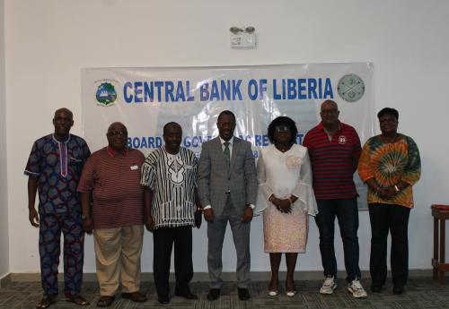 EG Tarlue (middle) flanked by CBL Board members and DGs. Photo Credit: CBL