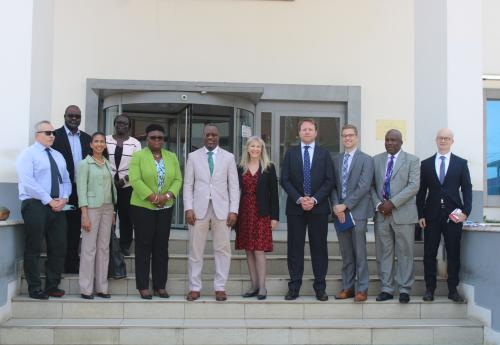 Gov't Tarlue flanked by USAID Director (r) and DG for Operations, Pearson. Photo Credit: CBL