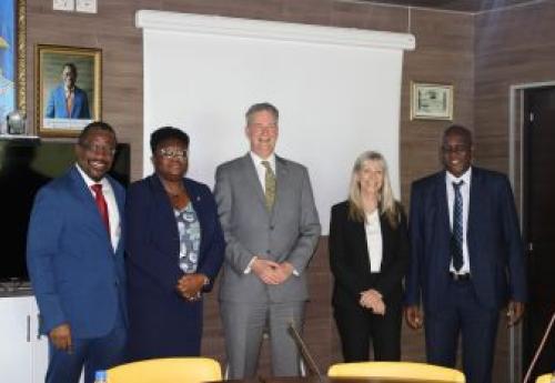 L to R:  EG J. Aloysius Tarlue, Jr, DGO  Nyemadi D. Pearson, US Amb. Michael McCarthy, USAID Director Mrs. Sara Walters, and DGEP Dr. Musa Dukuly